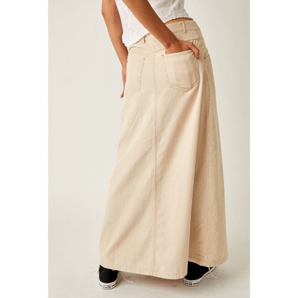 FREE PEOPLE Come As You Are Cord Maxi Skirt / Beechwood - Picture 10 of 15